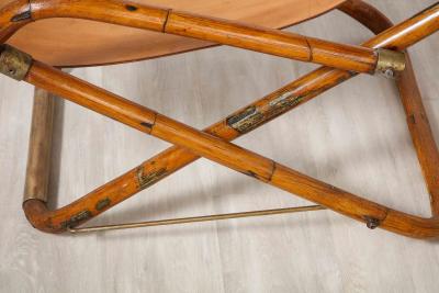 Pair of Italian Bamboo Leather and Brass Campaign Chairs circa 1970