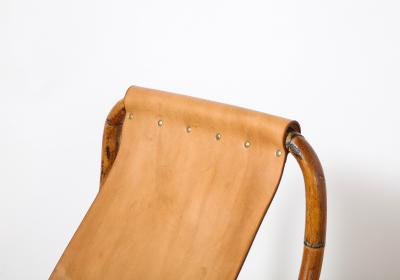 Pair of Italian Bamboo Leather and Brass Campaign Chairs circa 1970