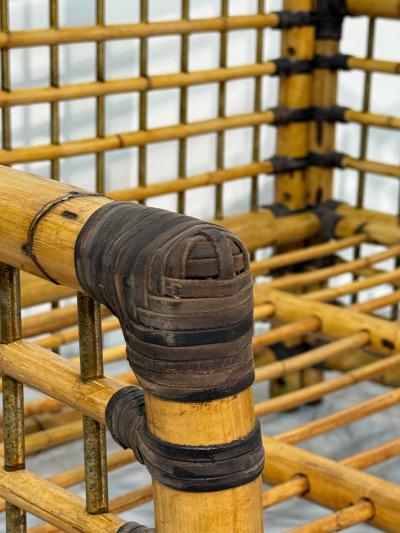 Pair of Italian Bamboo and Rattan Lounge Chairs 1970s