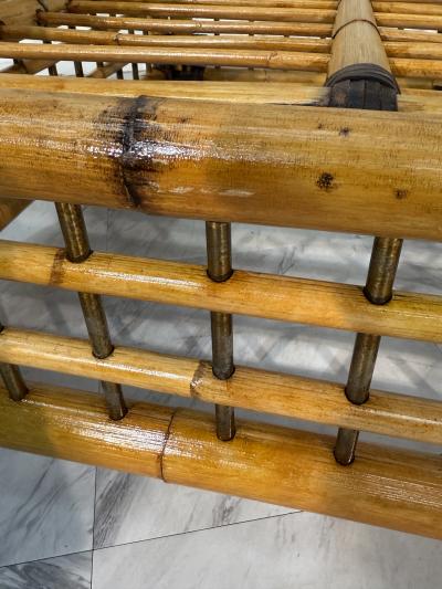 Pair of Italian Bamboo and Rattan Lounge Chairs 1970s