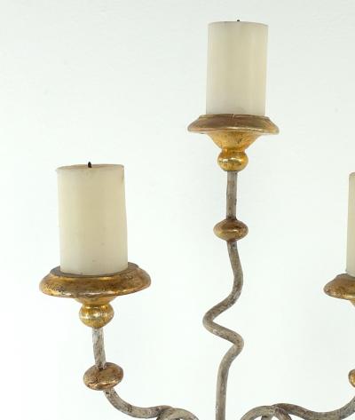 Pair of Italian Baroque Carved Painted and Gilt Candelabras Italy circa 1900