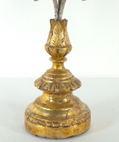 Pair of Italian Baroque Carved Painted and Gilt Candelabras Italy circa 1900