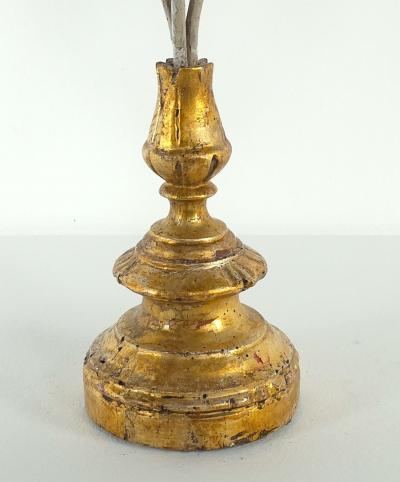 Pair of Italian Baroque Carved Painted and Gilt Candelabras Italy circa 1900