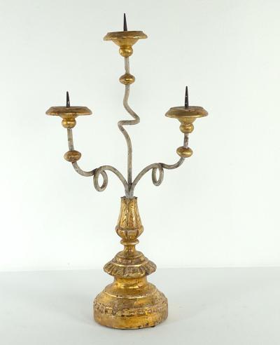 Pair of Italian Baroque Carved Painted and Gilt Candelabras Italy circa 1900