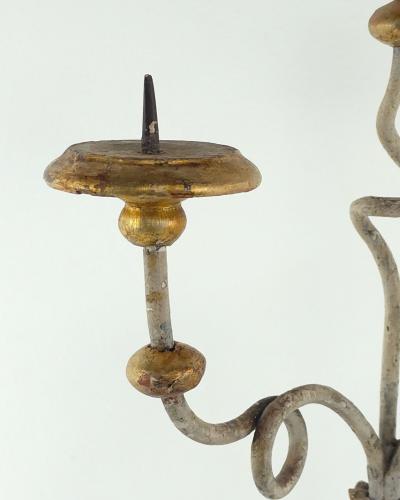 Pair of Italian Baroque Carved Painted and Gilt Candelabras Italy circa 1900