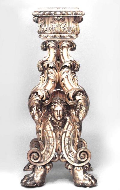 Pair of Italian Baroque Gilt Wood Pedestals
