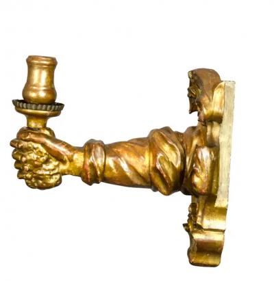 Pair of Italian Baroque Giltwood Arm Form Wall Lights