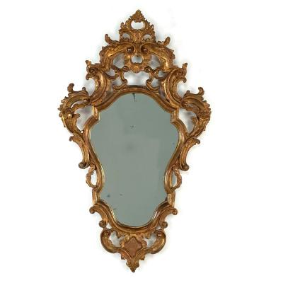 Pair of Italian Baroque Giltwood Mirrors circa 1800