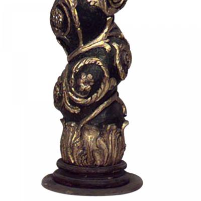 Pair of Italian Baroque Painted Carved Columns