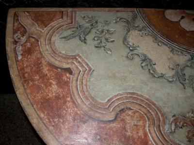 Pair of Italian Baroque Painted Demilune Console Tables