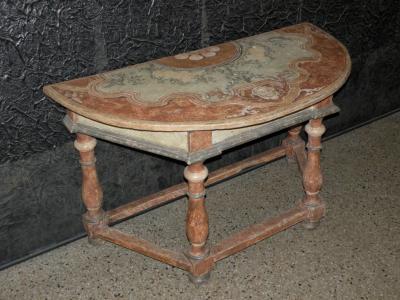 Pair of Italian Baroque Painted Demilune Console Tables
