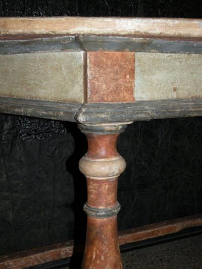 Pair of Italian Baroque Painted Demilune Console Tables