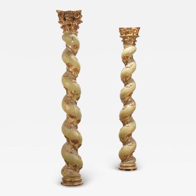 Pair of Italian Baroque Solomonic Columns Circa 1700