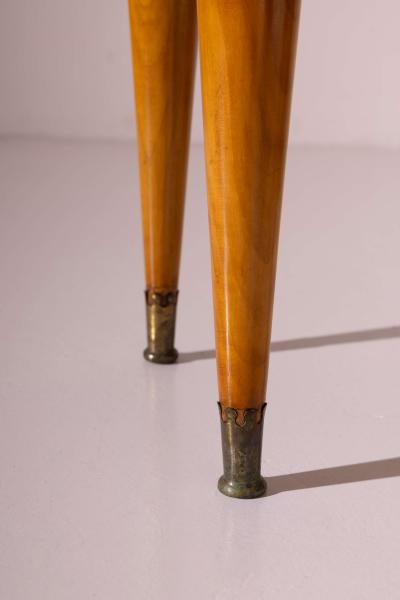 Pair of Italian Bedside Tables in Burl and Olive Glass 1950s