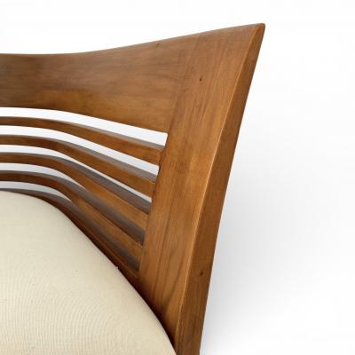 Pair of Italian Beech Wood Barrel Chairs circa 1970s 80s