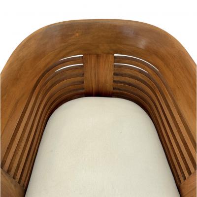 Pair of Italian Beech Wood Barrel Chairs circa 1970s 80s