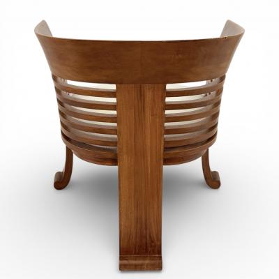 Pair of Italian Beech Wood Barrel Chairs circa 1970s 80s