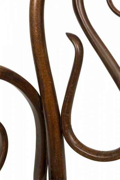 Pair of Italian Bentwood and Caning Scroll Design Armchairs