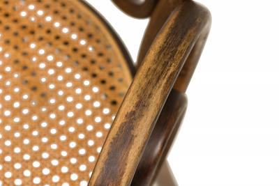 Pair of Italian Bentwood and Caning Scroll Design Armchairs