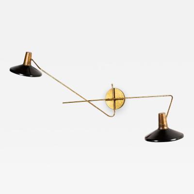 Pair of Italian Brass Enameled Two Shade Wall Fixtures