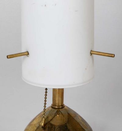 Pair of Italian Brass Opaline Table Lamps