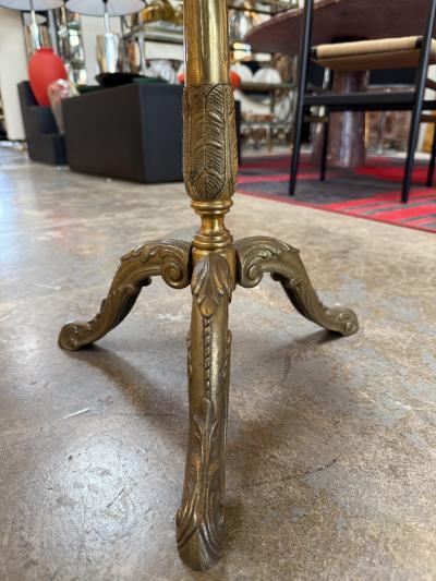Pair of Italian Brass Pedestal Side Tables with Marble Tops 1970s
