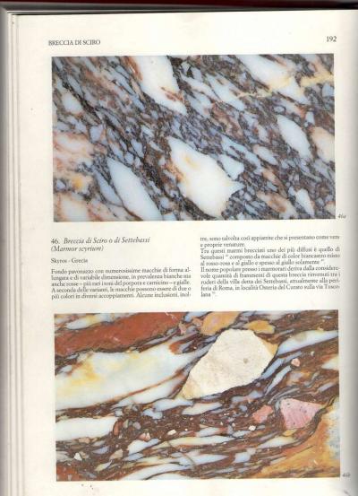 Pair of Italian Breccia Marble Top Giltwood Consoles