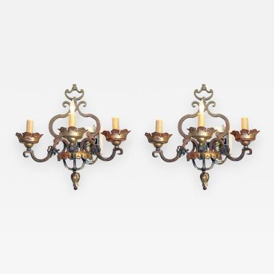 Pair of Italian Bronze Sconces