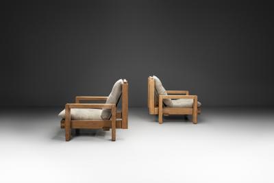 Pair of Italian Brutalist Armchairs Italy 1970s