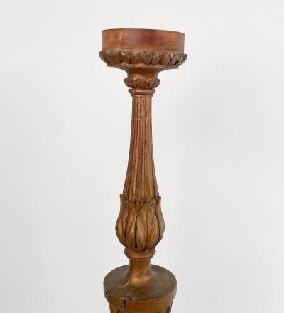Pair of Italian Candlesticks Carved Wood with Gilding circa 1880