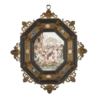 Pair of Italian Capodimonte painted porcelain plaques