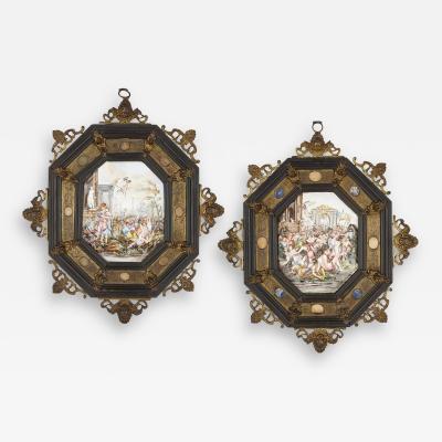 Pair of Italian Capodimonte painted porcelain plaques