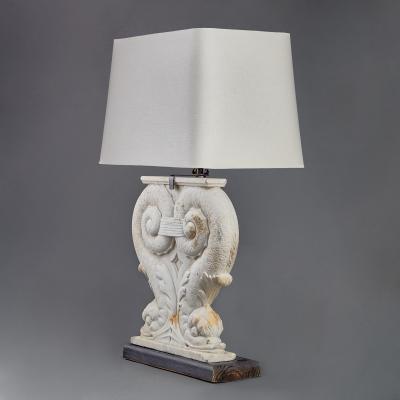 Pair of Italian Carved Marble Dolphin Lamps on Ebonized Bases