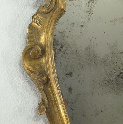 Pair of Italian Carved and Giltwood Mirrors with Original Glass 19th century