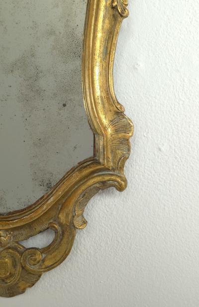 Pair of Italian Carved and Giltwood Mirrors with Original Glass 19th century