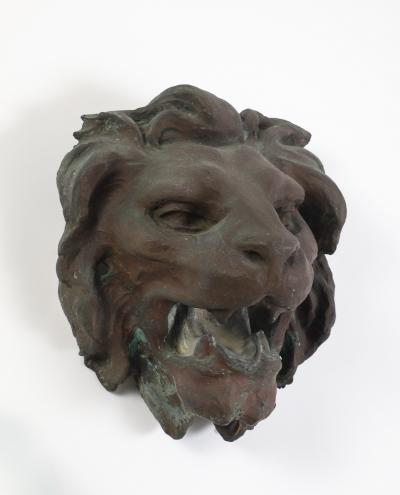 Pair of Italian Cast Bronze Lion Mask Architectural Elements 19th century
