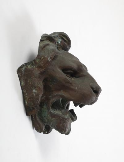 Pair of Italian Cast Bronze Lion Mask Architectural Elements 19th century