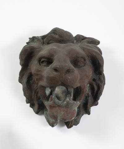 Pair of Italian Cast Bronze Lion Mask Architectural Elements 19th century