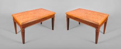 Pair of Italian Console Tables with Marble Inset Top