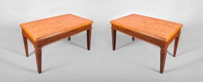 Pair of Italian Console Tables with Marble Inset Top