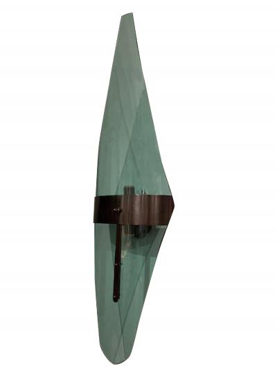 Pair of Italian Contemporary Fontana Arte Style Green Glass Wall Sconces