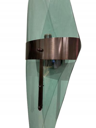 Pair of Italian Contemporary Fontana Arte Style Green Glass Wall Sconces