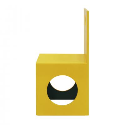 Pair of Italian Contemporary Yellow Lacquered Chairs Made of Wood