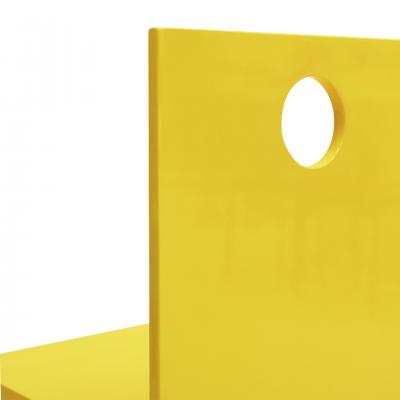 Pair of Italian Contemporary Yellow Lacquered Chairs Made of Wood