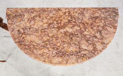 Pair of Italian Demilune Marble Top Consoles