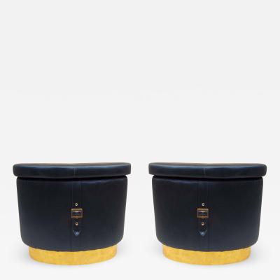 Pair of Italian Design Mid Century Modern Oval Stools Benches or Ottomans