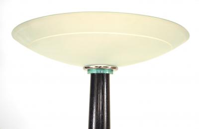 Pair of Italian Ebonized Wood and Chrome Floor Lamps
