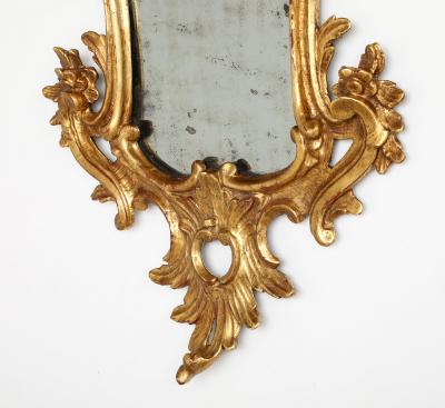 Pair of Italian Eighteenth Century Rococo Carved and Gilded Wood Mirrors