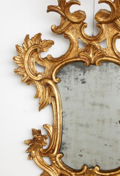 Pair of Italian Eighteenth Century Rococo Carved and Gilded Wood Mirrors