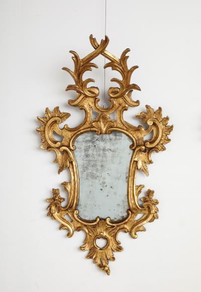 Pair of Italian Eighteenth Century Rococo Carved and Gilded Wood Mirrors
